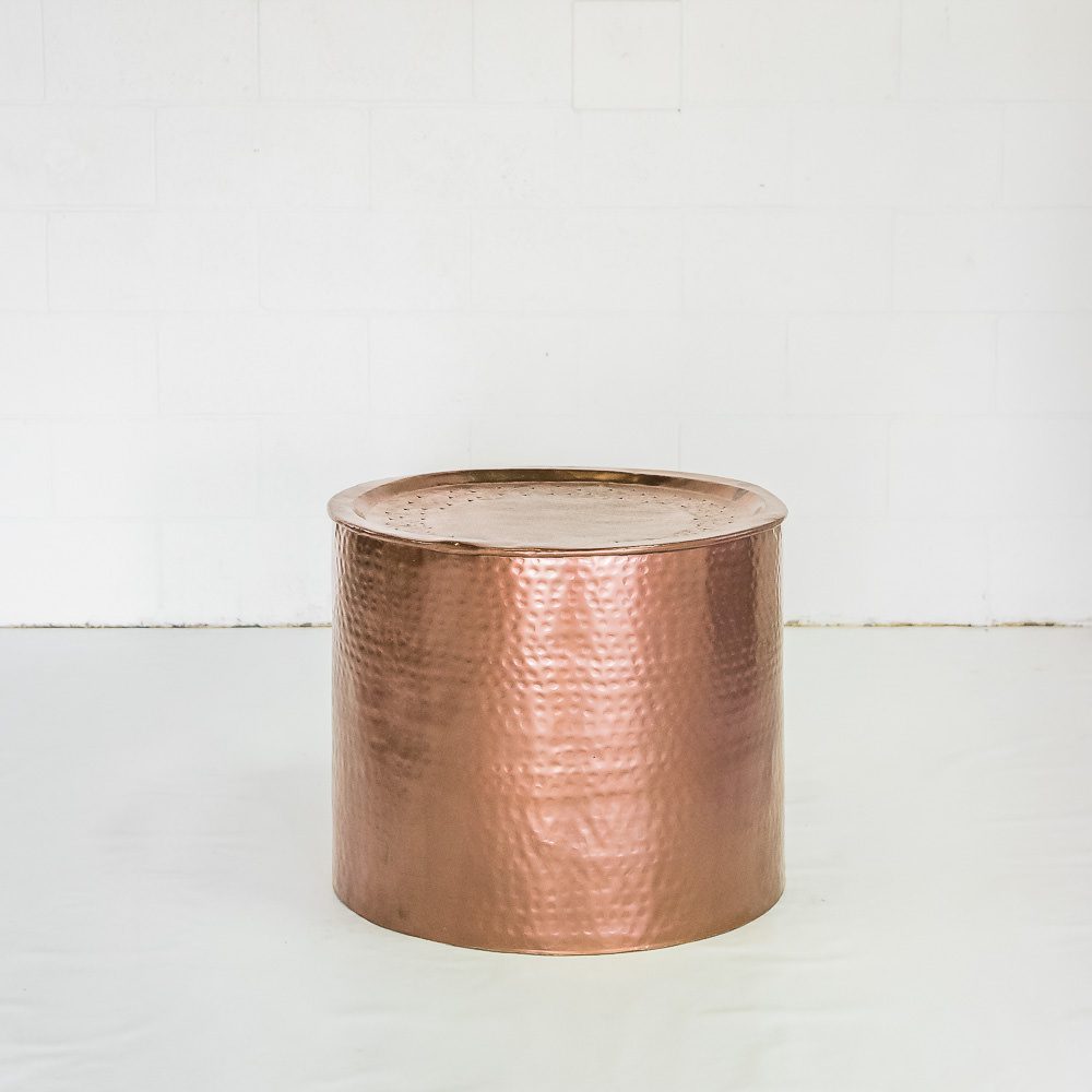 copper drum side table