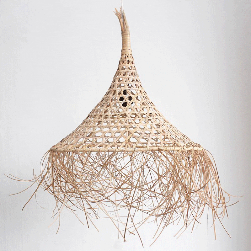 rattan fringe pendant light