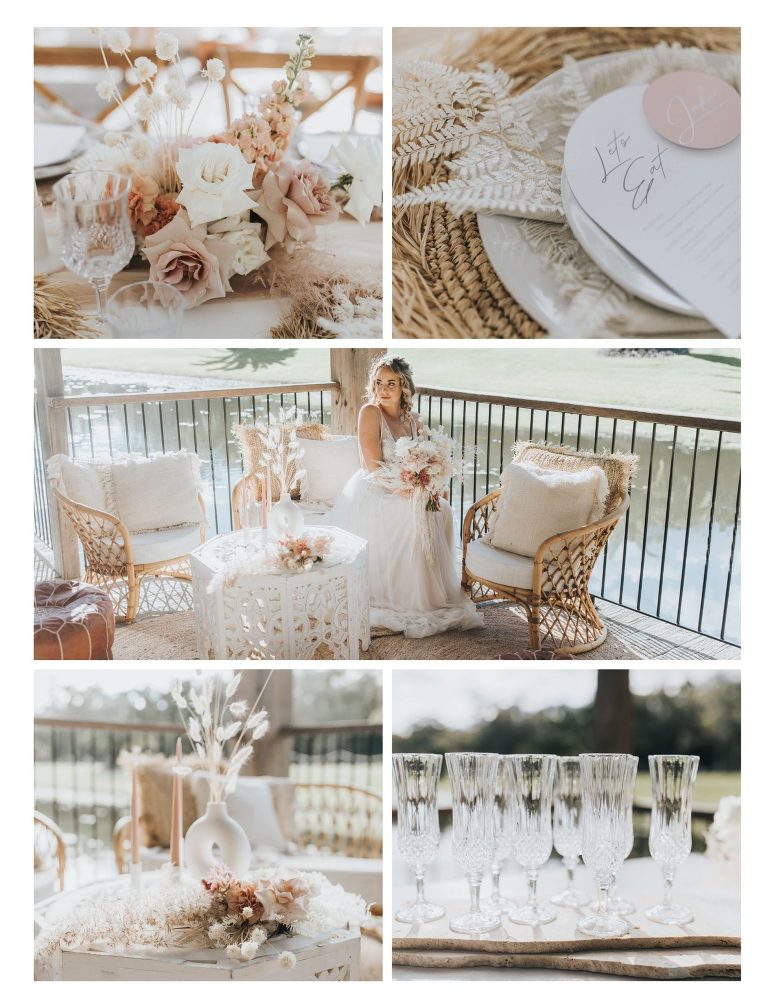 gold coast furniture & decor hire for styled wedding shoot