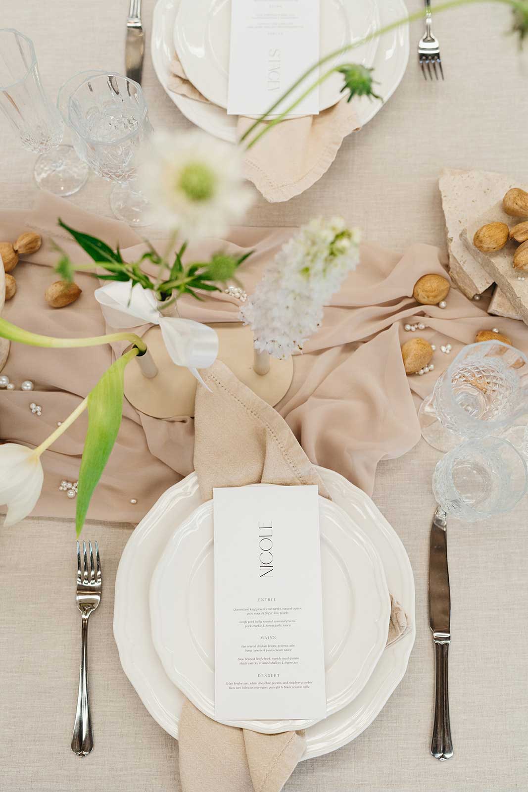 table hire, place settings for weddings