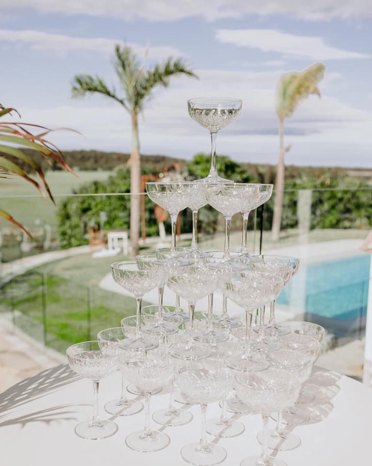 wedding hire gold coast byron bay champagne tower